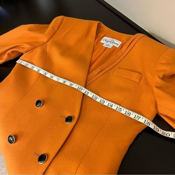 Oleg Cassini Vintage orange wool blend blazer jacket, doublebreasted buttons, M - Picture 11 of 14
